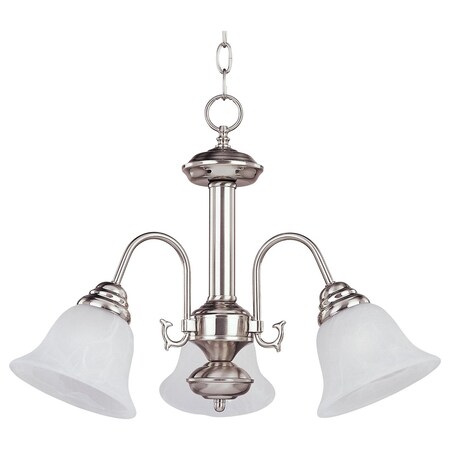Maxim Three Light Satin Nickel Marble Glass Down Mini Chandelier 2697MRSN